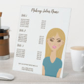 Broodhaar-meisje met Makeup - Menu Makeup-artistie Reclamebord Met Voetstuk (Insitu)
