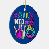 Broodje in 6 Bowling Birthday Party 6th Birthday Keramisch Ornament (Rechts)