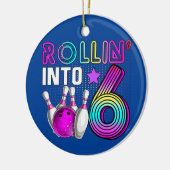 Broodje in 6 Bowling Birthday Party 6th Birthday Keramisch Ornament (Links)