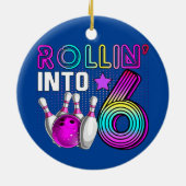 Broodje in 6 Bowling Birthday Party 6th Birthday Keramisch Ornament (Achterkant)