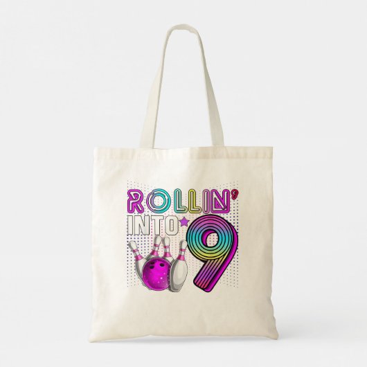 Broodje in 9 Bowling Birthday Party 9th Birthday Tote Bag (Achterkant)