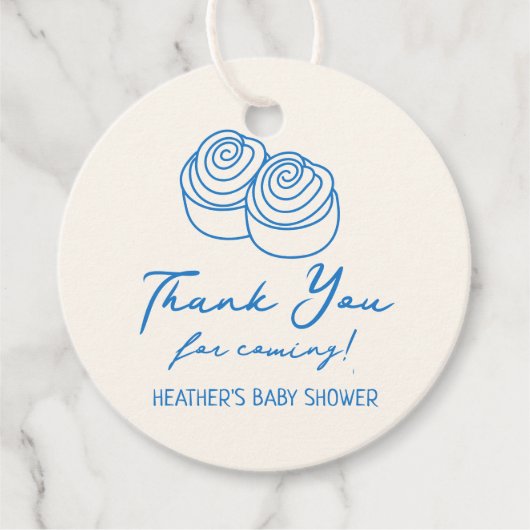 Broodje in de Oven Bakkerij Jongen Baby Shower Bed Bedankjes Labels (Voorkant)