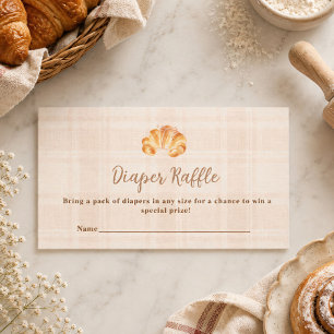 Broodje in de Oven Croissant Meisje Luier Raffle Notitiekaartje