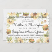 Broodje in de oven en hamburgers op de grill kaart (Voorkant)