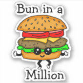 Broodje in een miljoen hamburger grap sticker (Voorkant)