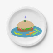 Broodje met Veggie Sides Fun Food Papieren Bordje (Voorkant)