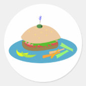 Broodje met Veggie Sides Fun Food Ronde Sticker (Voorkant)