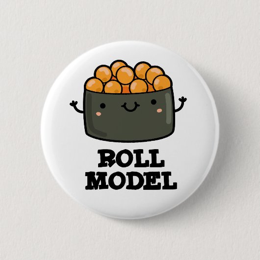 Broodje Model Grappig Voedsel Sushi Roll Pun Ronde Button 5,7 Cm (Voorkant)