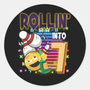 Broodje naar 7 Bowling Birthday Party 7th Birthday Ronde Sticker