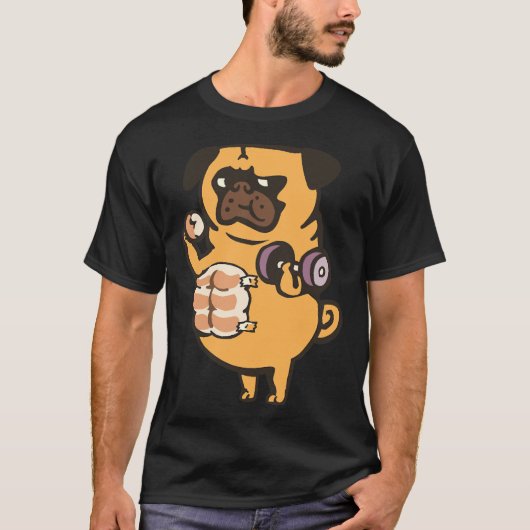 Broodje Pug Abs Klassiek  99 T-shirt (Voorkant)