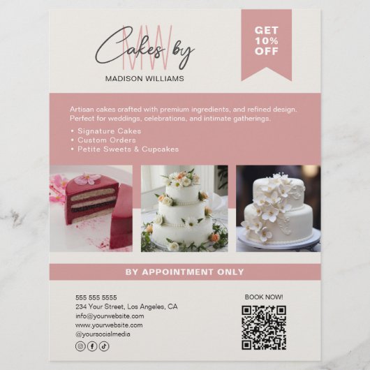 Broodjeszaak Cake Aangepast Initiaal Logo Zakelijk Flyer (Voorkant)