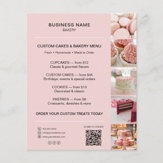 Broodjeszaak Menufolder Sjabloon met QR-code Flyer (Voorkant)