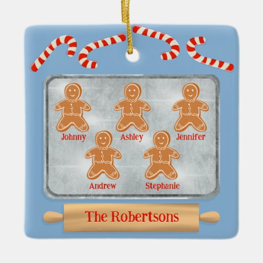 Broodkoekjes familie van vijf keramisch ornament (Voorkant)