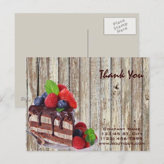 broodkorrelige dessert chocoladetaart bakkerij briefkaart (Voorkant / Achterkant)