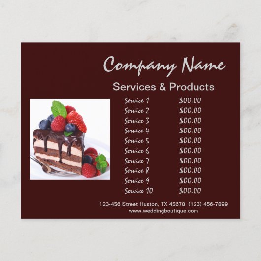 broodkorrelige dessert chocoladetaart bakkerij flyer (Achterkant)