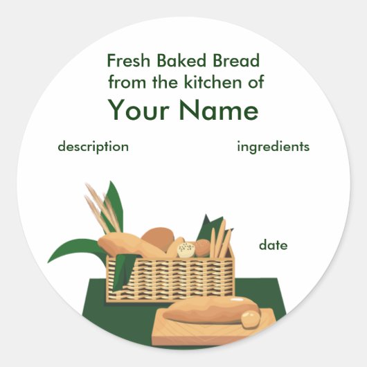 Broodmand Productlabel Ronde Sticker (Voorkant)