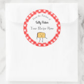 Broodplakje Rood Wit Plaid Bakken Ronde Sticker (Tas)