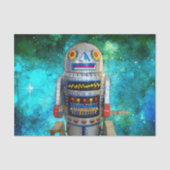 Broodrobot blauwe melkweg verjaardag Sci Fi retro  Tissuepapier (Voorkant)