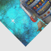 Broodrobot blauwe melkweg verjaardag Sci Fi retro  Tissuepapier (Detail)