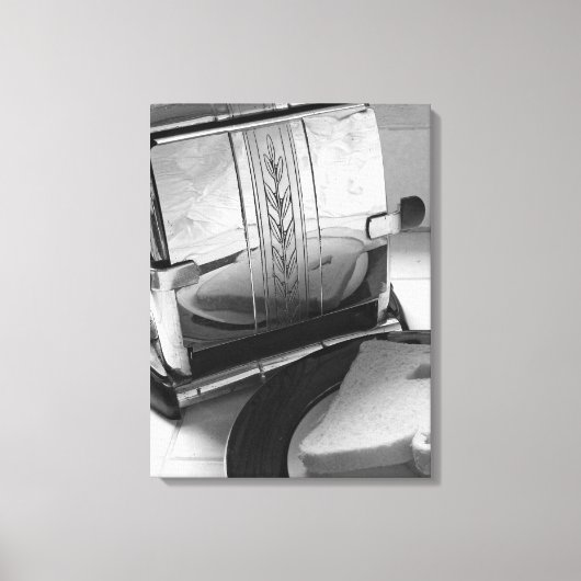 broodrooster zwart en wit verpakt canvas afdruk (Voorkant)