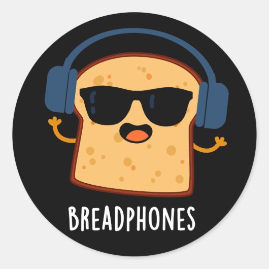 Broodtelefoons Grappig Brood Pun Dark BG Ronde Sticker (Voorkant)