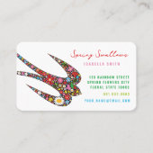 Broodvogel en kleurrijke lentbloemen visitekaartje (Voorkant)