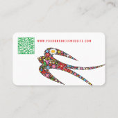 Broodvogel en kleurrijke lentbloemen visitekaartje (Achterkant)