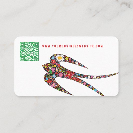 Broodvogel en kleurrijke lentbloemen visitekaartje (Achterkant)