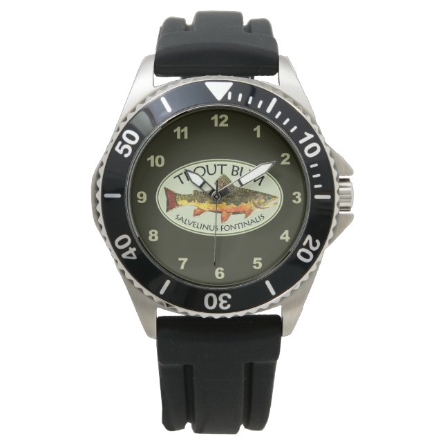Brook forel bum Humoureuze vliegen Horloge (Voorkant)