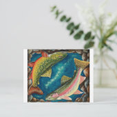 Brook-forel en regenboogforel briefkaart (Staand voorkant)