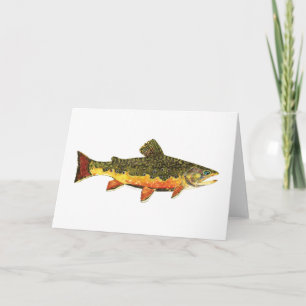 Brook forel Fish Painting Feestdagen Kaart