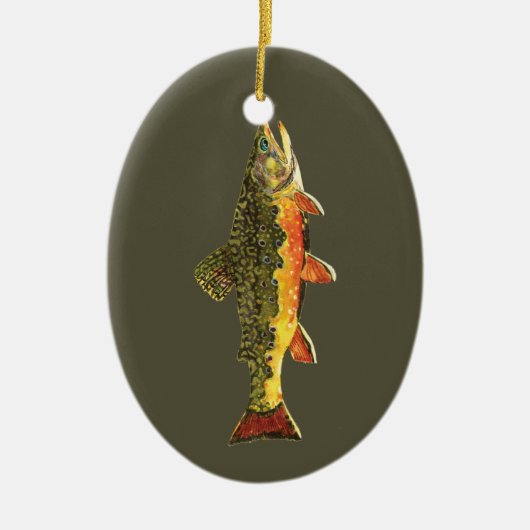 Brook forel visschilderen keramisch ornament (Voorkant)