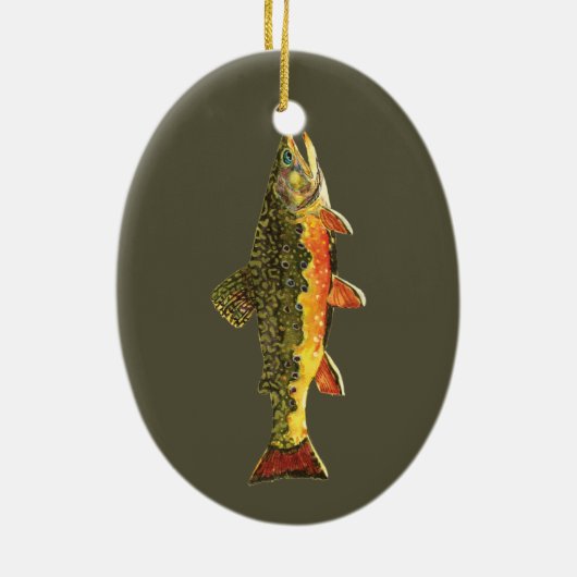 Brook forel visschilderen keramisch ornament (Achterkant)