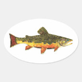 Brook forel visschilderen ovale sticker (Voorkant)