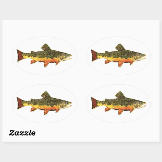 Brook forel visschilderen ovale sticker (Vel)