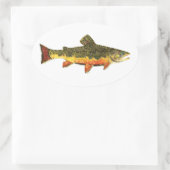 Brook forel visschilderen ovale sticker (Tas)