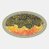 Brook-forel vliegen ovale sticker (Voorkant)