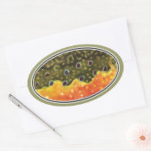 Brook-forel vliegen ovale sticker (Envelop)