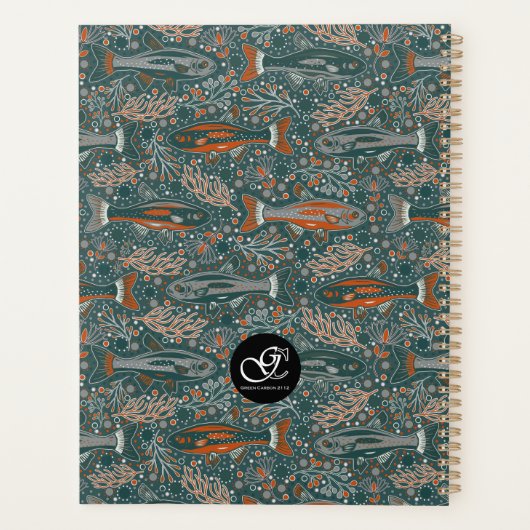 Brook Forel Zoetwater Vis Blauw Sinaasappel Grijs Planner (Achterkant)