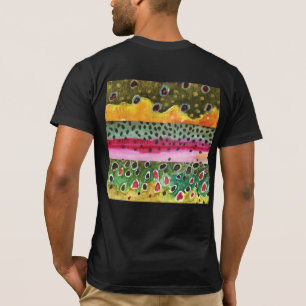 Brook, regenboog, bruine forelhuiden t-shirt