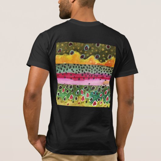 Brook, regenboog, bruine forelhuiden t-shirt (Achterkant)