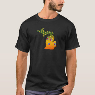 Brook Trout Fish Michigan State Map Fly Fishing Gi T-shirt