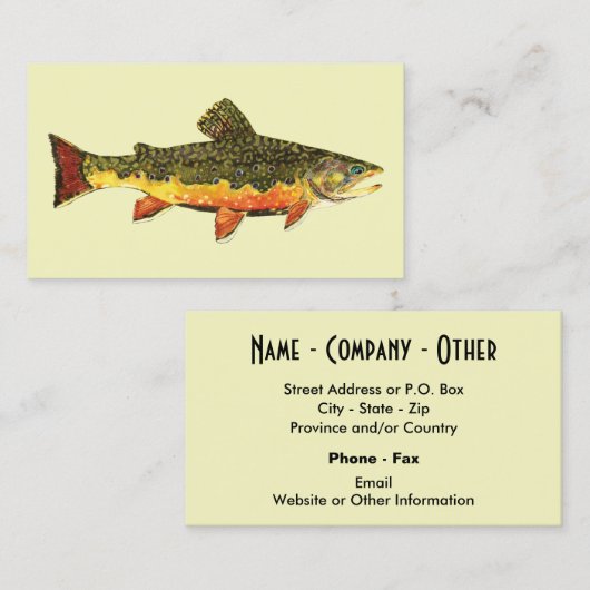 Brook Trout Fish Visitekaartje (Voorkant / Achterkant)