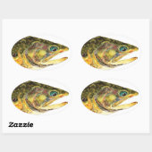 Brook Trout Fisherman Ovale Sticker (Vel)