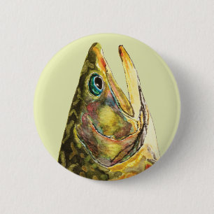 Brook Trout Fisherman Ronde Button 5,7 Cm