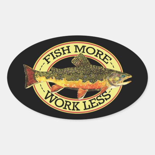 Brook Trout Fly Fisherman Ovale Sticker (Voorkant)
