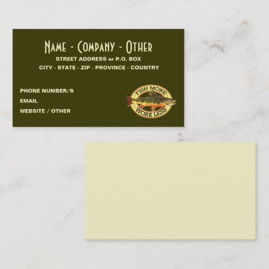 Brook Trout Fly Fisherman Visitekaartje (Voorkant / Achterkant)