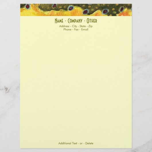 Brook Trout Fly Fishing Gepersonaliseerd Briefhoofd Sjabloon (Voorkant)