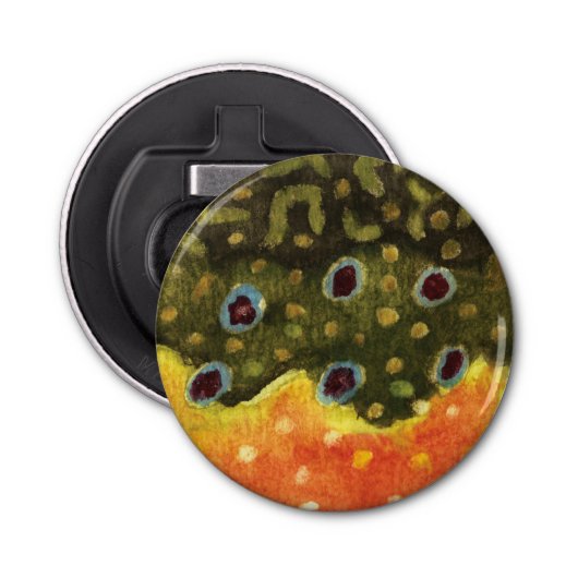 Brook Trout Fly Fishing Ithyology Angler's Button Flesopener (Voorkant)