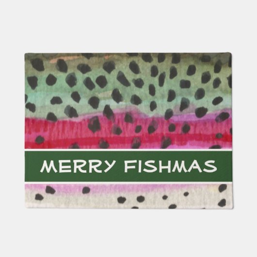 Brook Trout Fly Fishing Kerstmis Welkom Deurmat (Voorkant)